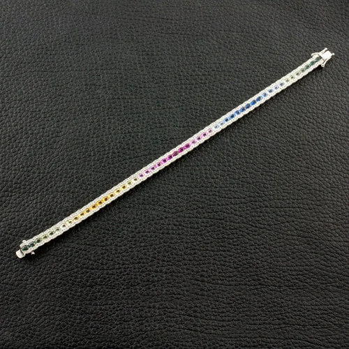 Ladies firm weight bracelets -Multi-color Sapphire & Diamond Bracelet