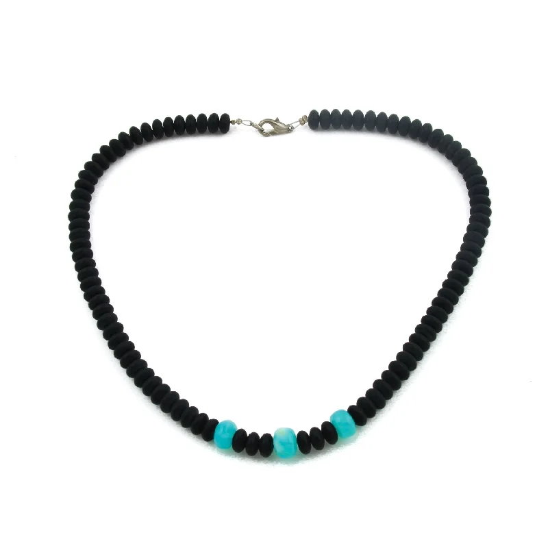 Ladies tailored custom necklaces -Matte Onyx x Gem silica Beaded Necklace