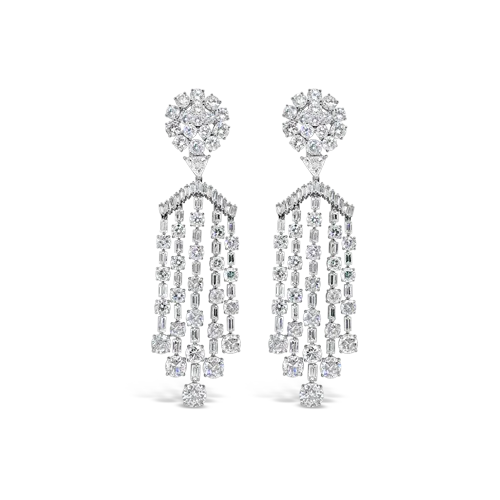 boho chic earrings for women -Diamond Chandelier Estate Earrings