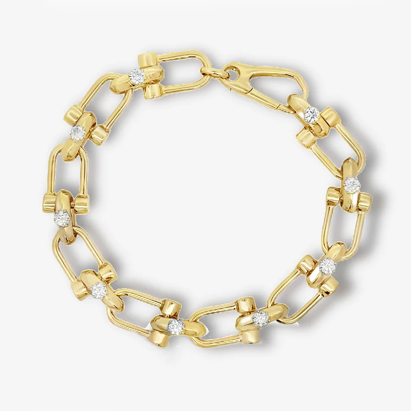 Ladies light chain bracelets -Diamond Solitaires Bead U Link Bracelet