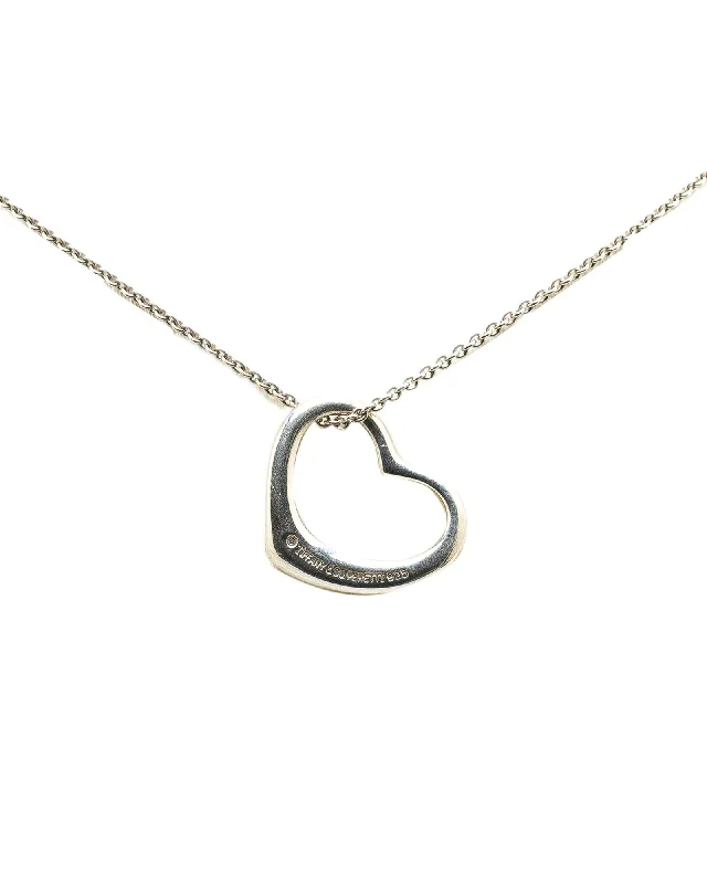 Ladies cultural charm necklaces -Sterling Silver Open Heart Pendant Necklace