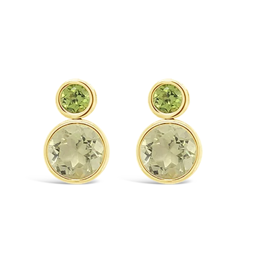 etched design earrings for women -Lemon Quartz & Peridot Earrings