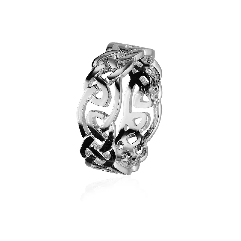 feather design rings for women -Celtic Silver Ring XXR129