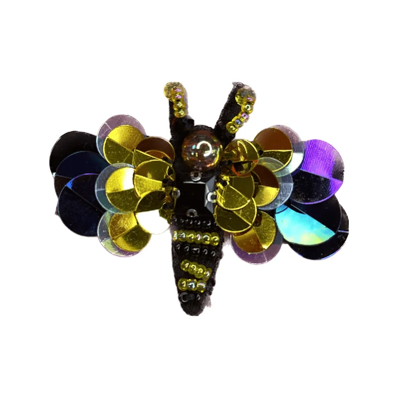 ladies brooch enamel detailing -Insect Design Sequin Brooch