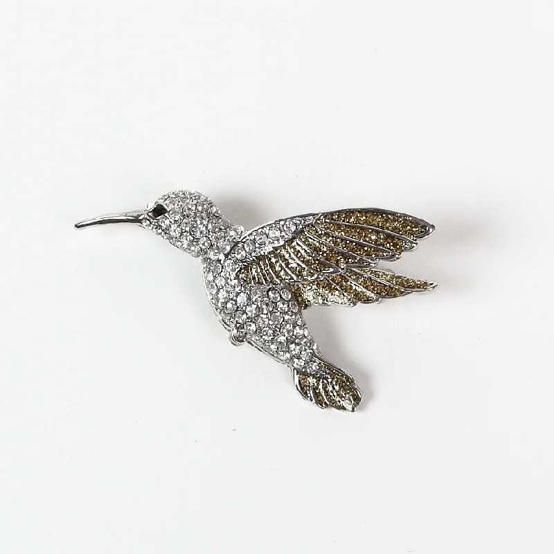 rose gold brooch for women with gems -Beautiful Sparkly Diamante Humming Bird Brooch