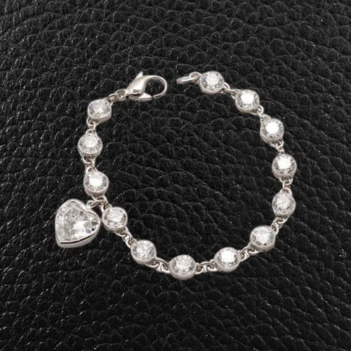 Ladies holiday sparkle bracelets -Heart & Round Diamond Bracelet