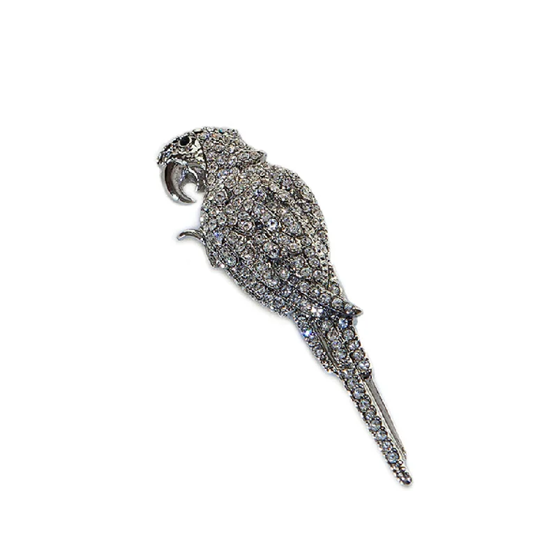 ladies gold brooch fish motifs -Sparkling Diamante Parrot Brooch