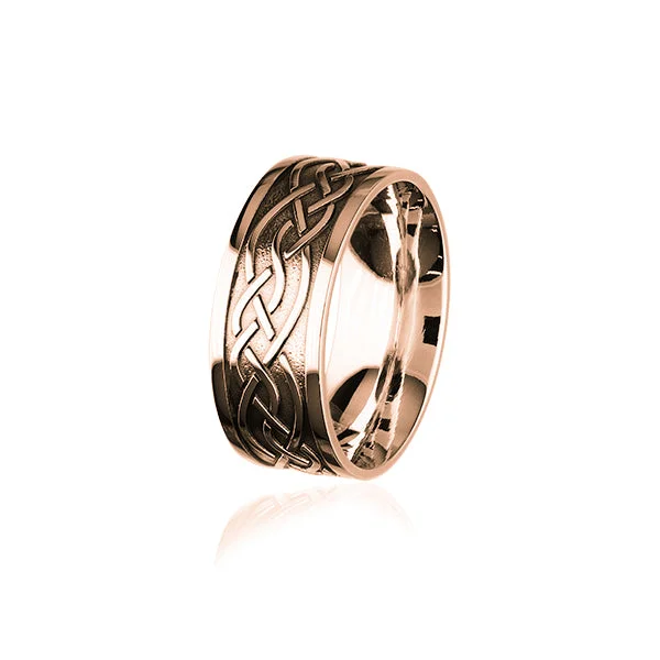 ladies gold rings bird motifs -Celtic Rose Gold Ring RXR403