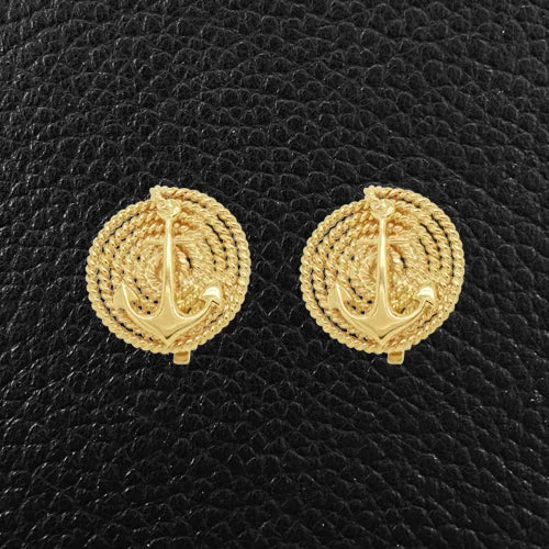 double drop earrings for women -Gold Estate Anchor Earrings