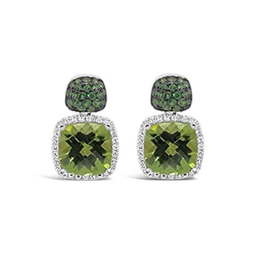 lattice pattern earrings for women -Peridot, Tsavorite & Diamond Earrings