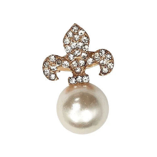 small gold brooch for women daily -Simply Pretty Golden Pearl Brooch