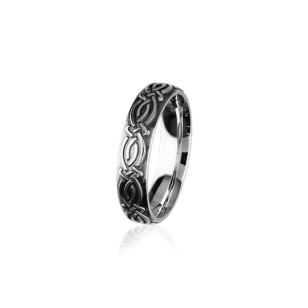 ladies white gold rings pearls -Celtic Silver Ring XR400