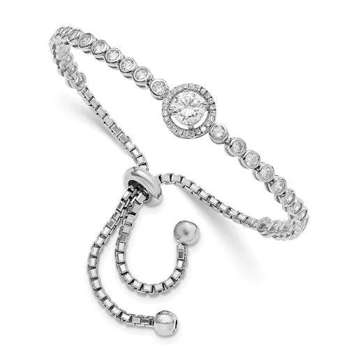 Ladies 10K gold charm bracelets -Sterling Silver CZ Adjustable Bracelet