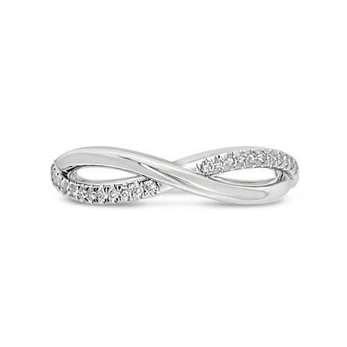 brushed silver rings for women -Diamond Twist Band Ring