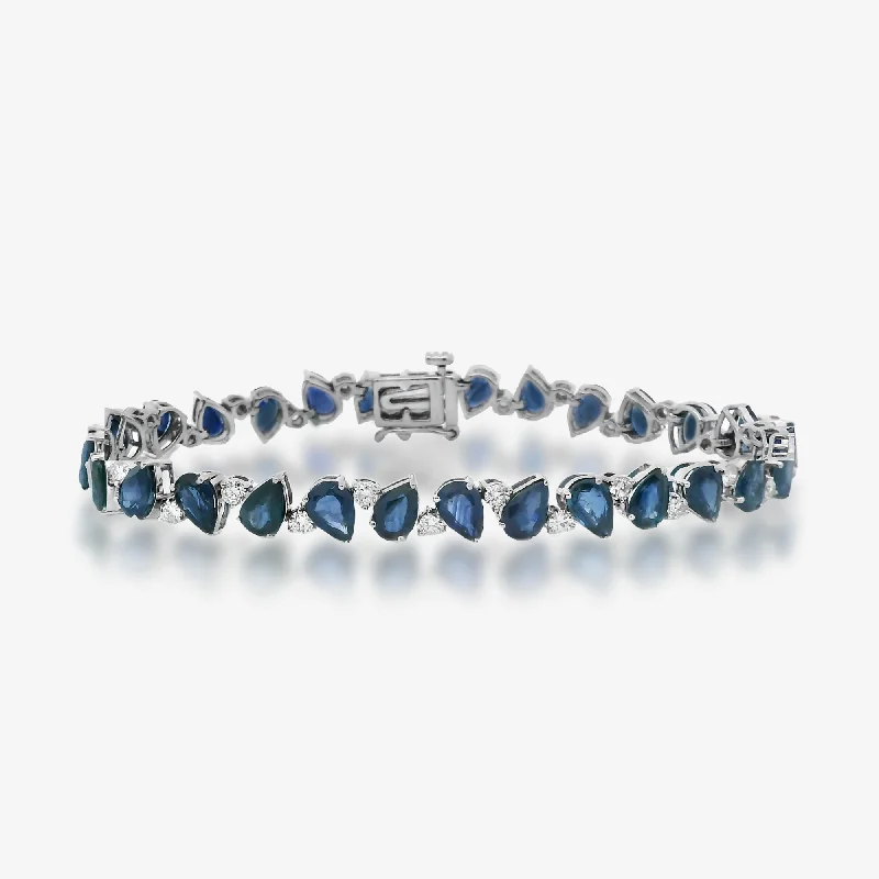 Ladies dense glow bracelets -Pear Shaped Blue Sapphire & Diamond Bracelet