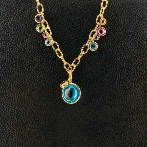 Ladies thread charm necklaces -Multi-Gemstone Necklace