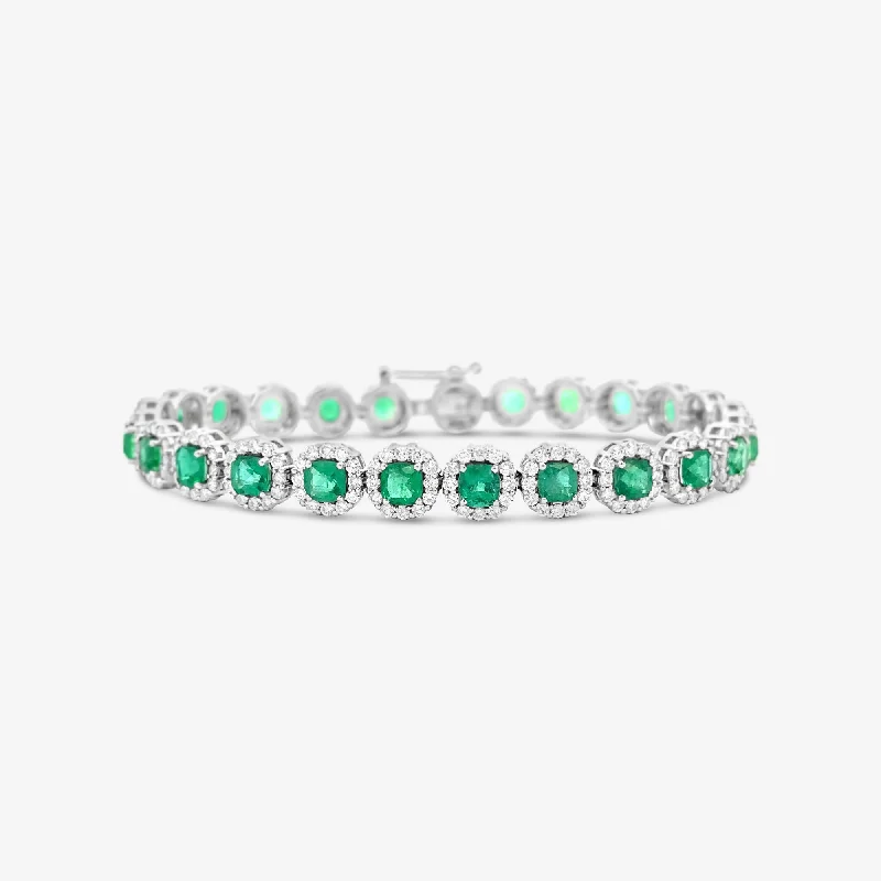 Ladies bright charm bracelets -7.70ct Emerald & Diamond Bracelet