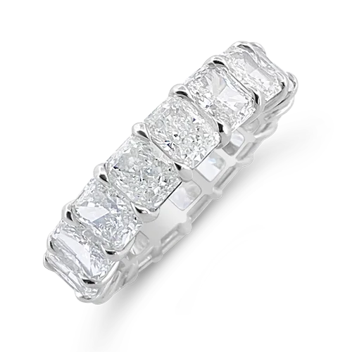 stylish silver rings for women online -Radiant cut Diamond Eternity Band Ring