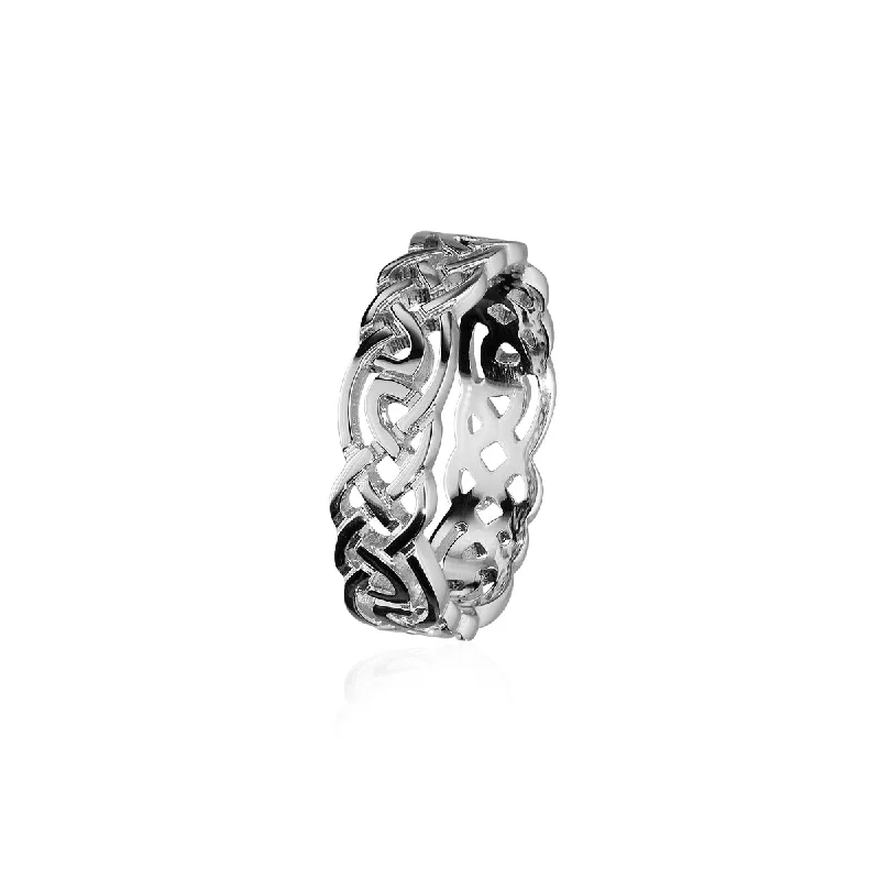 ladies silver rings topaz stones -Celtic Silver Ring R129