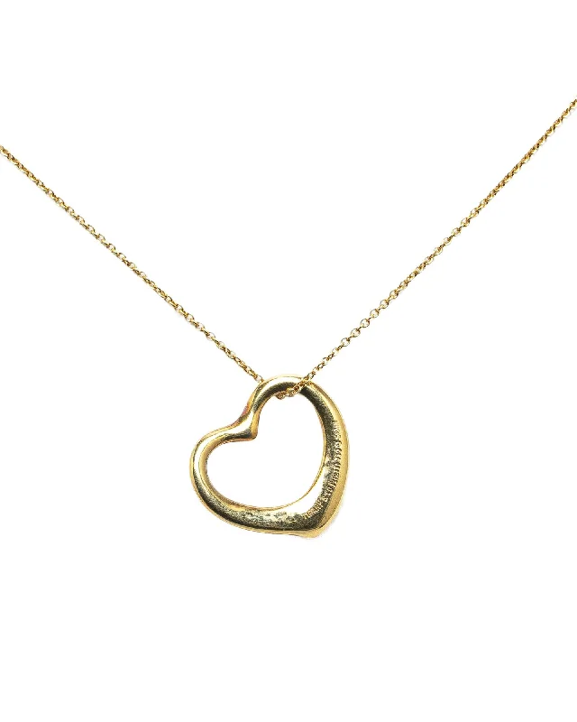 Ladies antique vintage necklaces -Tiffany & Co Open Heart 18k Gold Necklace