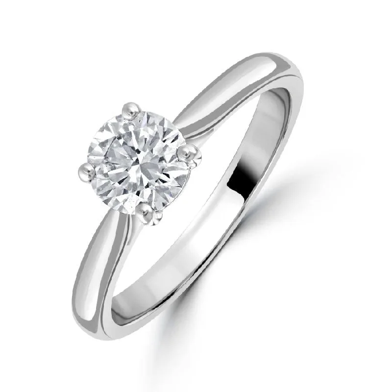 minimalist silver rings for women -0.80ct Diamond Round Brilliant Cut Solitaire Platinum Ring