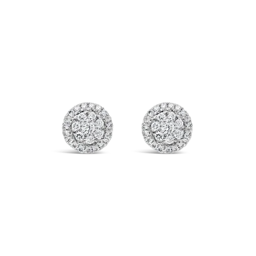 ladies earrings sunburst designs -Multi-Diamond Round Earrings