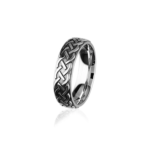 ladies cocktail rings gold finish -Celtic Silver Ring XR402