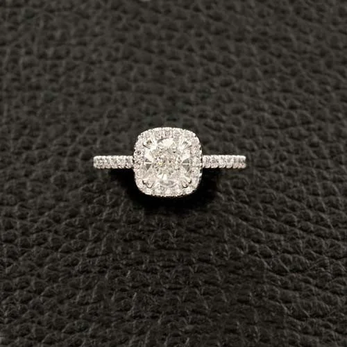 ladies yellow gold rings daily -Cushion cut Diamond Engagement Ring