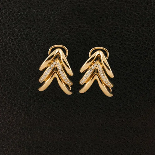 long dangling earrings for women -Chevron Style Diamond Estate Earrings