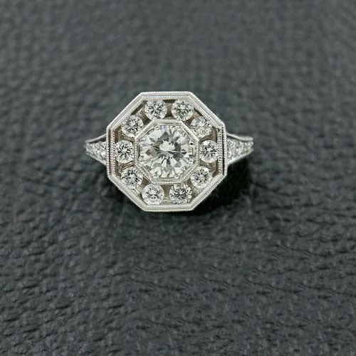 wraparound rings for women -Octagonal Multi-Diamond Ring