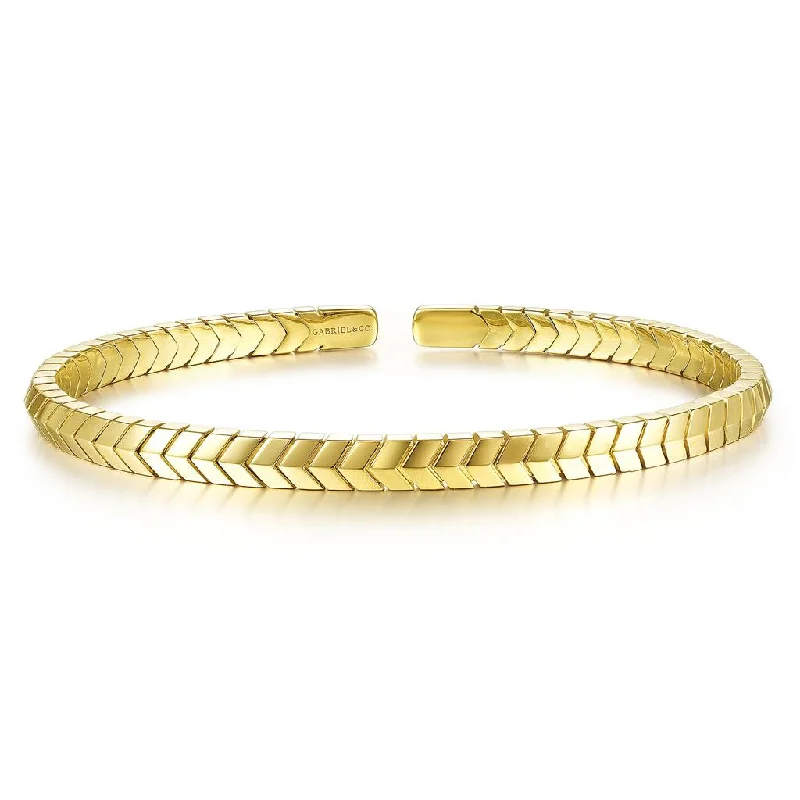 Ladies native tribal bracelets -Gabriel & Co. 14K Yellow Gold Chevron Open Cuff Bracelet