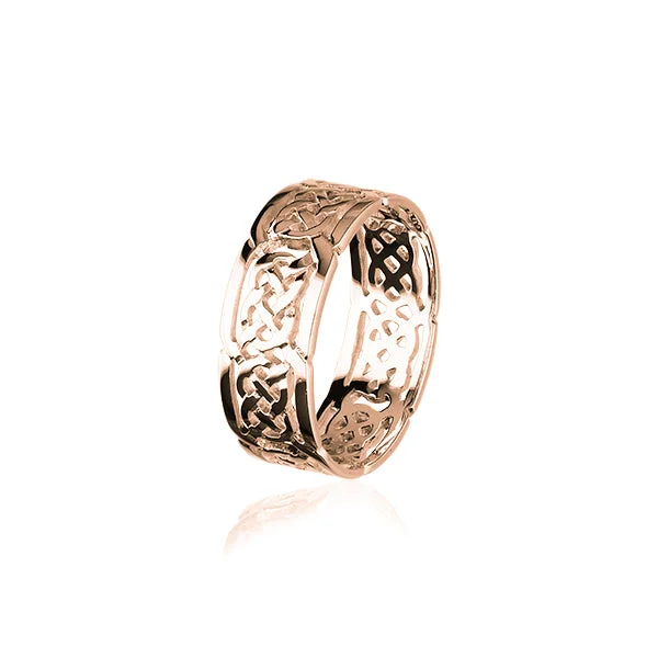 ladies leather band rings -Celtic Rose Gold Ring RR132