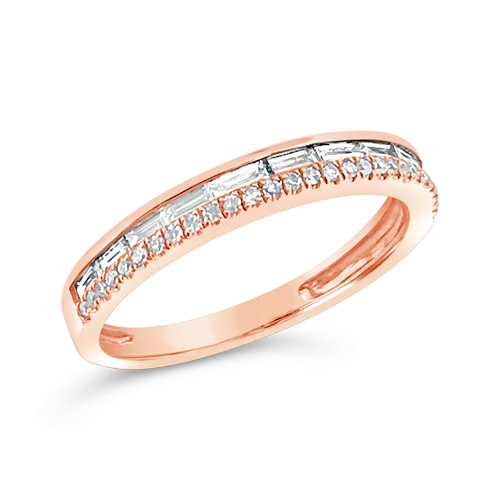 ladies rings opal inlays -Rose Gold & Diamond Ring