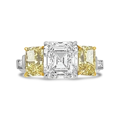 gold sun motif rings for women -Three Stone Diamond Engagement Ring