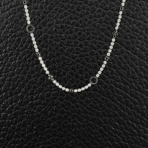 Ladies glamorous luxury necklaces -Black & White Diamond Long Necklace