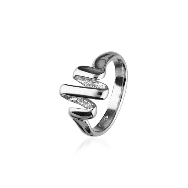 chain detail rings for women -Twist & Shout Silver Ring R396