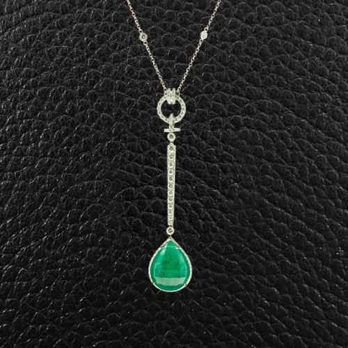 Ladies mixed hue necklaces -Emerald & Diamond Necklace