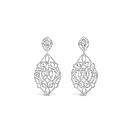 animal motif earrings for women -Diamond Dangle Lace Earrings