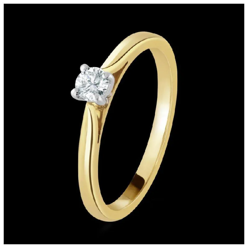 rose gold hexagon rings for women -18ct Yellow and Platinum Gold Brilliant Cut Diamond Ring