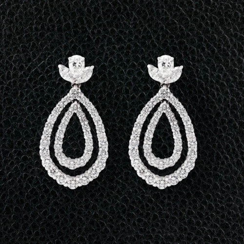 dotted texture earrings for women -Diamond Dangle Earrings