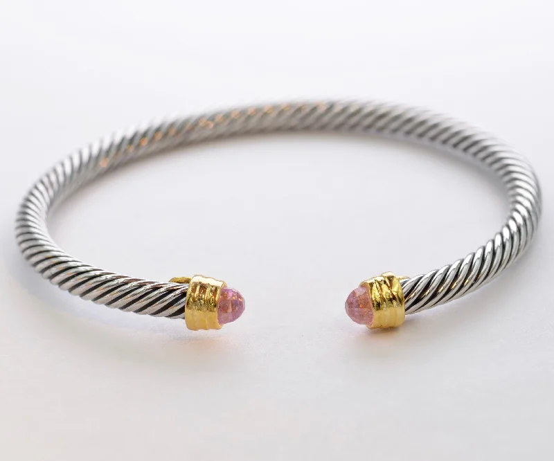 Ladies ruby red bracelets -Bangle with Faceted Pink Stone