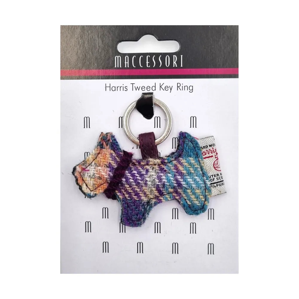 chain detail rings for women -Harris Tweed Dog Key Ring