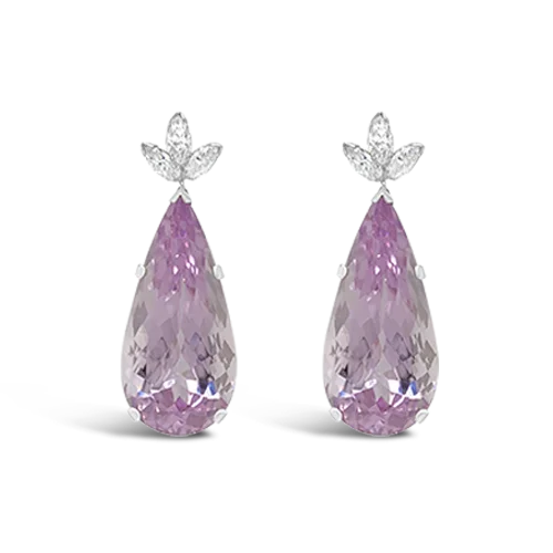 crisscross design earrings for women -Kunzite & Diamond Drop Earrings