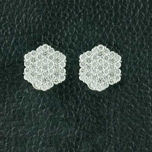 ladies gold earrings bear motifs -Diamond Hexagon Earrings