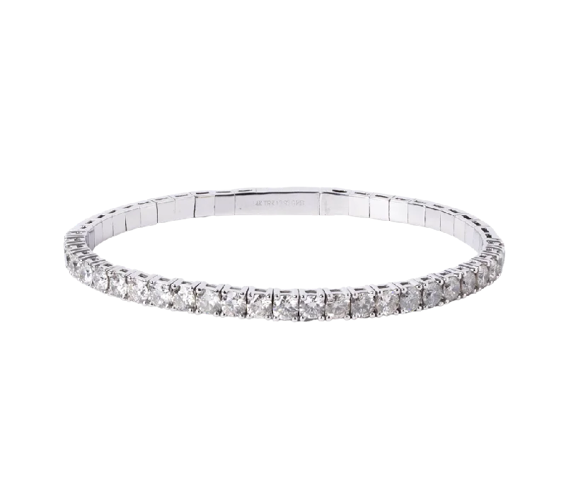 Ladies friendship glow bracelets -14k White Gold Flexible Diamond Bangle Bracelet - 3.87cttw