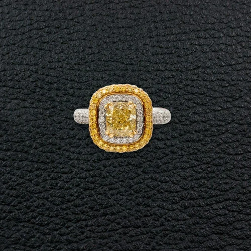 heart accent rings for women -Yellow & White Diamond Ring