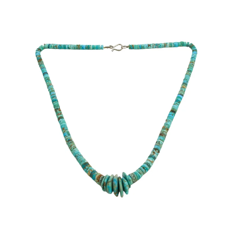 Ladies bright white gold necklaces -Santo Domingo Disc-Bead Heishi x Jacla Turquoise Necklace