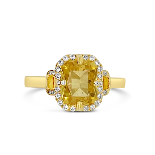 linked band rings for women -Citrine & Diamond RIng