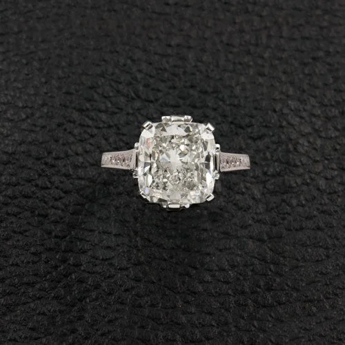 ladies silver rings topaz stones -Cushion cut Diamond Engagement Ring