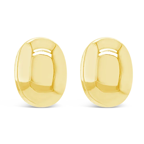 ladies gem earrings celestial themes -Oval Dome Estate Earrings